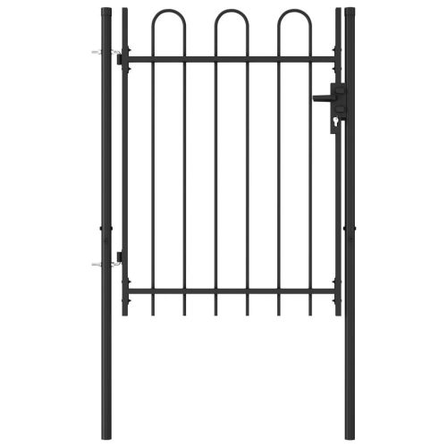 Fence Gate Single Door with Steel Black