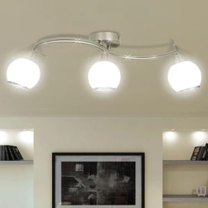 Ceiling Lamp with Glass Shades on Waving Rail for E14 Bulb