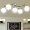 Ceiling Lamp with Glass Shades on Waving Rail for E14 Bulb