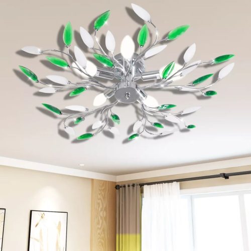 Ceiling Lamp Acrylic Crystal Leaf Arms 3 E14 Bulbs