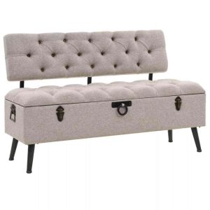 Storage Bench with Backrest Artificial Leather