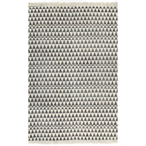 Kilim Rug Cotton with Pattern Black/White