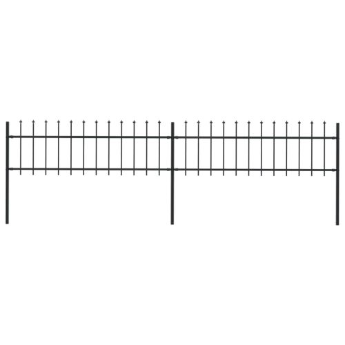 Garden Fence with Spear Top Steel Black