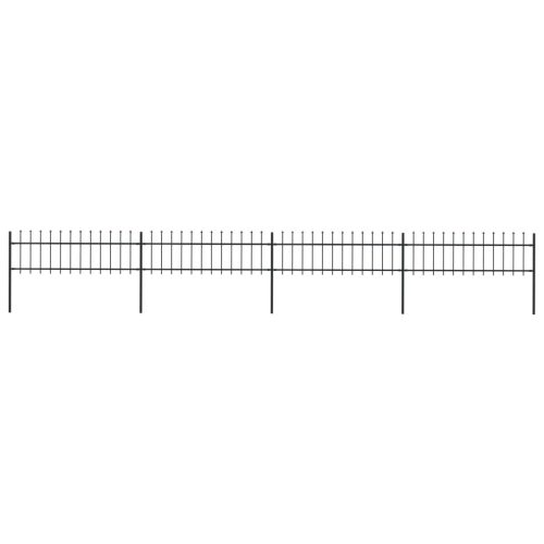 Garden Fence with Spear Top Steel Black