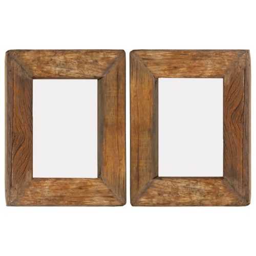Photo Frames 2 pcs Solid Reclaimed Wood and Glass