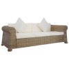 Sofa Set with Cushions Natural Rattan