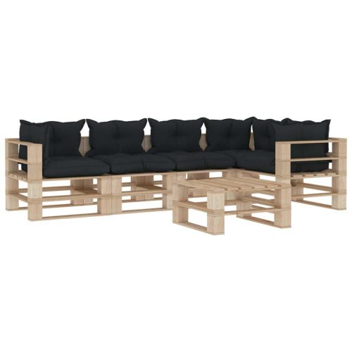 6 Piece Garden Lounge Set Pallets Wood
