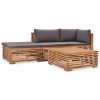 4 Piece Garden Lounge Set with Cushions Solid Teak Wood