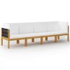 Garden Lounge Set with Cushions Cream Solid Acacia Wood