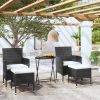 Garden Bistro Set Poly Rattan and Tempered Glass