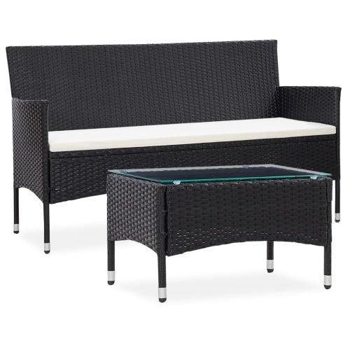 2 Piece Garden Lounge Set with Cushion Poly Rattan