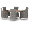 Outdoor Dining Set with Cushions Poly Rattan Grey