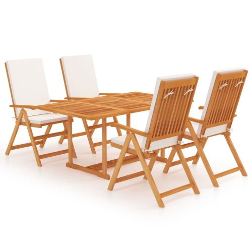 Garden Dining Set with Cushions Solid Teak Wood