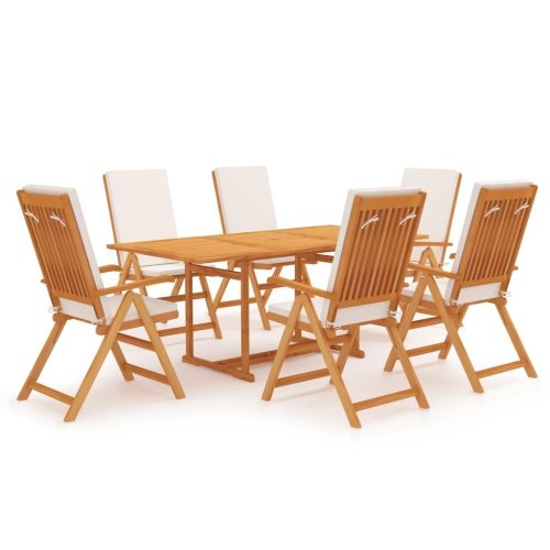 Garden Dining Set with Cushions Solid Teak Wood