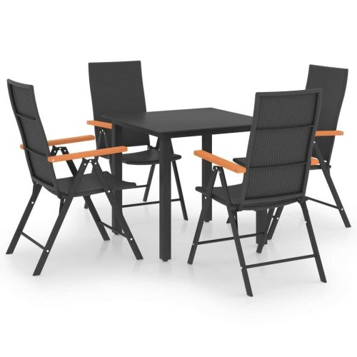 Garden Dining Set Black and Brown