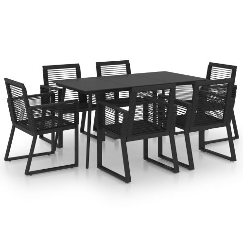 Outdoor Dining Set PVC Rattan Black