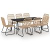 Outdoor Dining Set Poly Rattan and Glass