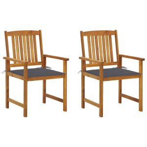 Garden Chairs with Cushions Solid Acacia Wood