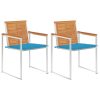 Garden Chairs with Cushions Solid Acacia Wood and Steel