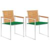 Garden Chairs with Cushions Solid Teak Wood and Steel
