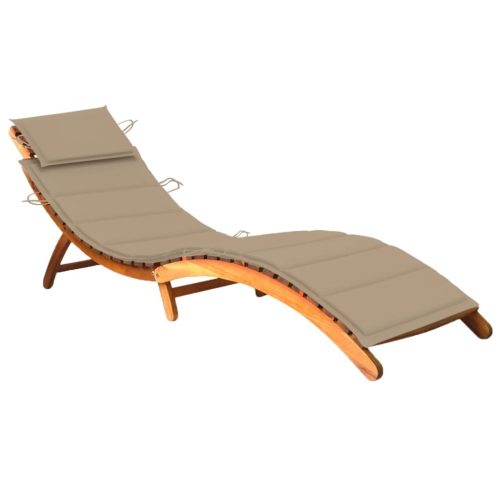 Garden Sun Lounger with Cushion Solid Wood Acacia