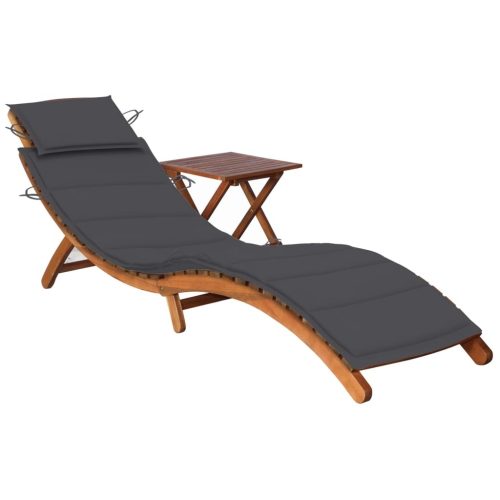 Garden Sun Lounger with Cushion Solid Wood Acacia