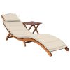 Garden Sun Lounger with Cushion Solid Wood Acacia