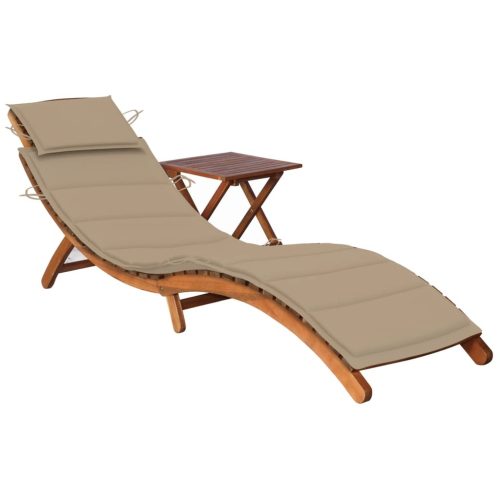 Garden Sun Lounger with Cushion Solid Wood Acacia