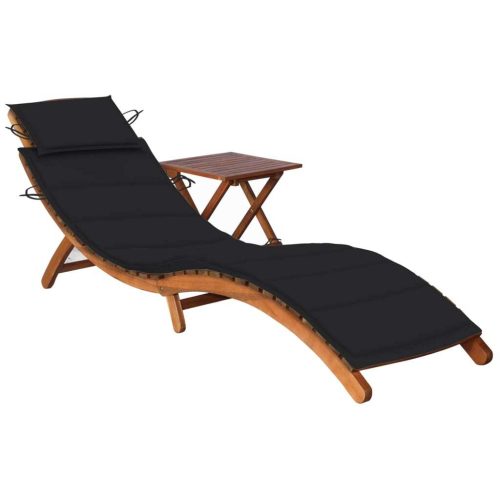 Garden Sun Lounger with Cushion Solid Wood Acacia
