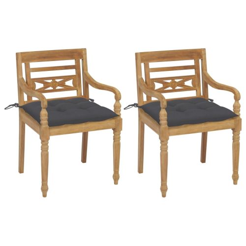 Batavia Chairs with Anthracite Cushions Solid Teak Wood