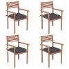 Garden Chairs with Anthracite Cushions Solid Teak Wood