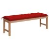 Garden Bench with Cushion Solid Teak Wood