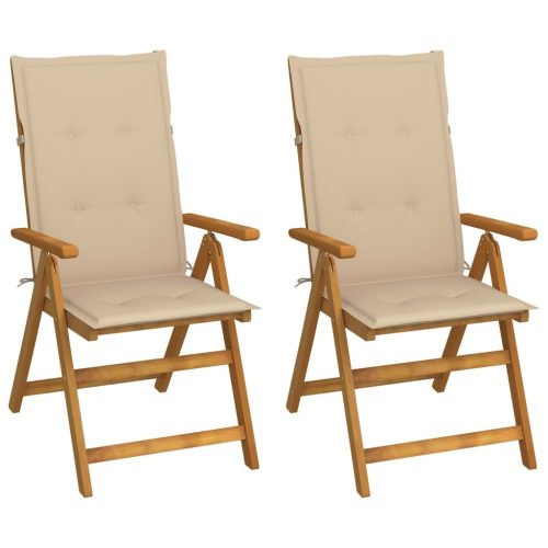 Garden Reclining Chairs with Cushions Solid Acacia Wood