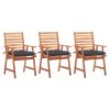 Outdoor Dining Chairs with Cushions Solid Acacia Wood
