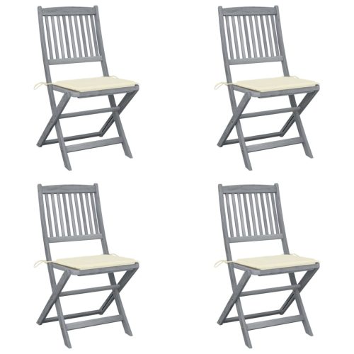 Folding Outdoor Chairs with Cushions Solid Acacia Wood