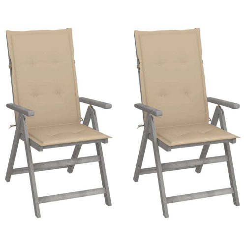 Garden Reclining Chairs with Cushions Solid Wood Acacia