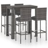 Outdoor Bar Set with Cushions Poly Rattan
