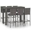 Outdoor Bar Set with Cushions Poly Rattan