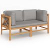 2-seater Garden Bench with Cushions Solid Teak Wood