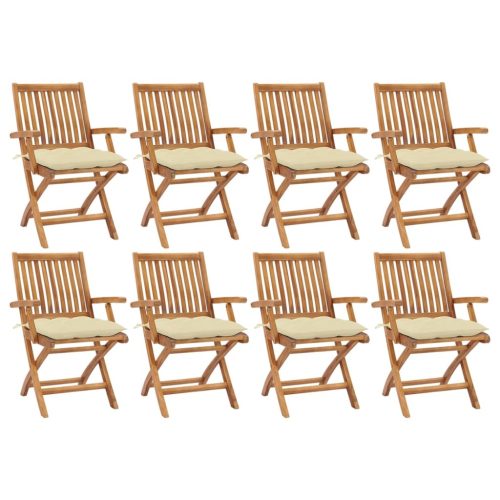 Garden Chairs with Cushions Solid Teak Wood