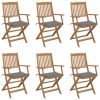 Folding Garden Chairs with Cushions Solid Acacia Wood