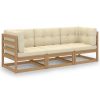 Garden 3-Seater Sofa Solid Pinewood