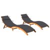 Garden Sun Lounger with Cushion Solid Wood Acacia