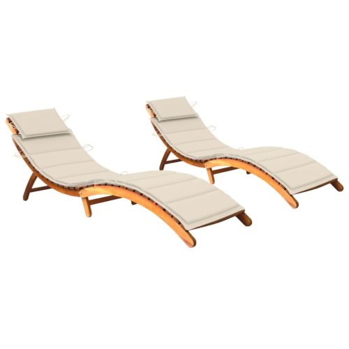 Garden Sun Lounger with Cushion Solid Wood Acacia