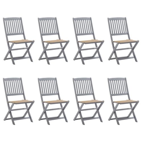 Folding Outdoor Chairs with Cushions Solid Acacia Wood