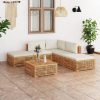 Garden Lounge Set with Cushions Solid Teak Wood