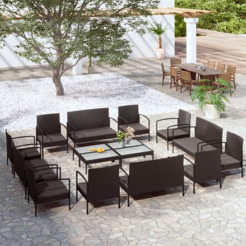 Garden Lounge Set with Cushions Poly Rattan