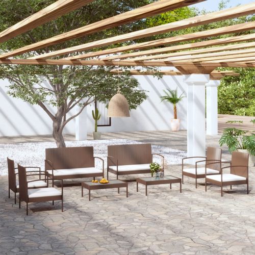 Garden Lounge Set with Cushions Poly Rattan