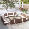 Garden Lounge Set with Cushions Poly Rattan