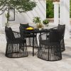 Garden Dining Set with Cushions Black
